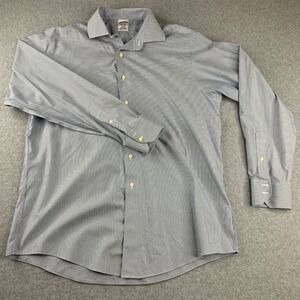 Brooks Brothers Dress Shirt Mens 17-36 Blue Micro Stripe Regent Non-Iron Cotton